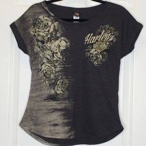 Harley Davidson - Women's Studded Fitted Tee - S